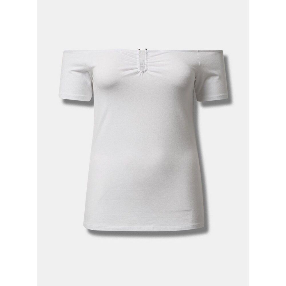 Torrid NWTB Whiteknit  Foxy U-Bar Off Shoulder Short Sleeve Top plus size 6x 30